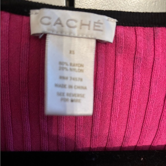 Cache Vintage  Fuchsia and Black Knit Cardigan XS - Picture 2 of 4